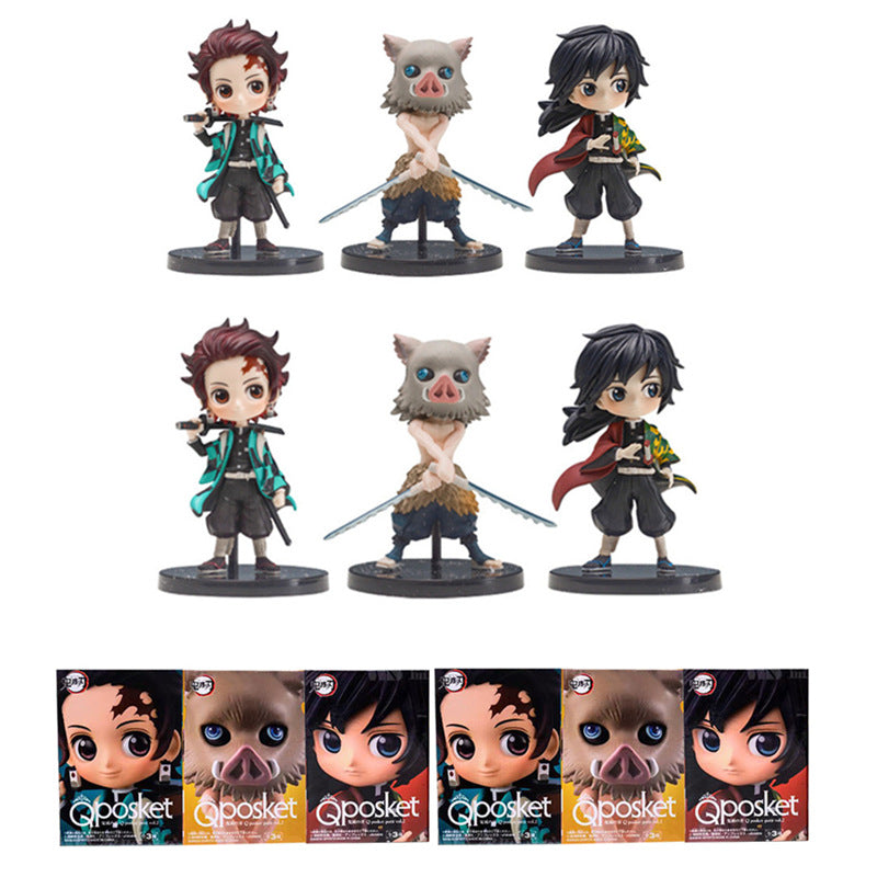 Devil's Blade Figure Demon Slayer Nezuko Tanjirou Zenitsu Giyuu Inosuke Q Ver. Action Figure Anime Kimetsu no Yaiba Figurine toy|Action Figures| - AliExpress