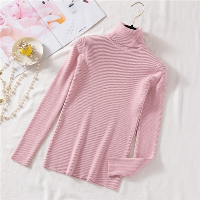 2022 Autumn Winter Vintage Turtleneck Knitted Woman Sweater Korean Y2k Warm Long Sleeve Women's Sweaters Tops