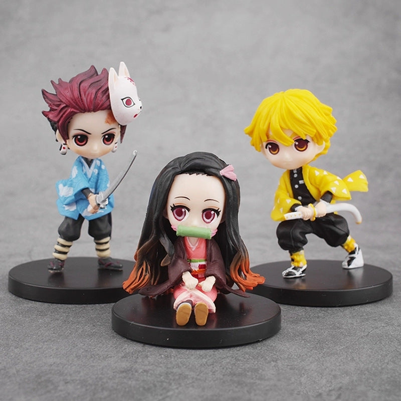 Devil's Blade Figure Demon Slayer Nezuko Tanjirou Zenitsu Giyuu Inosuke Q Ver. Action Figure Anime Kimetsu no Yaiba Figurine toy|Action Figures|   - AliExpress