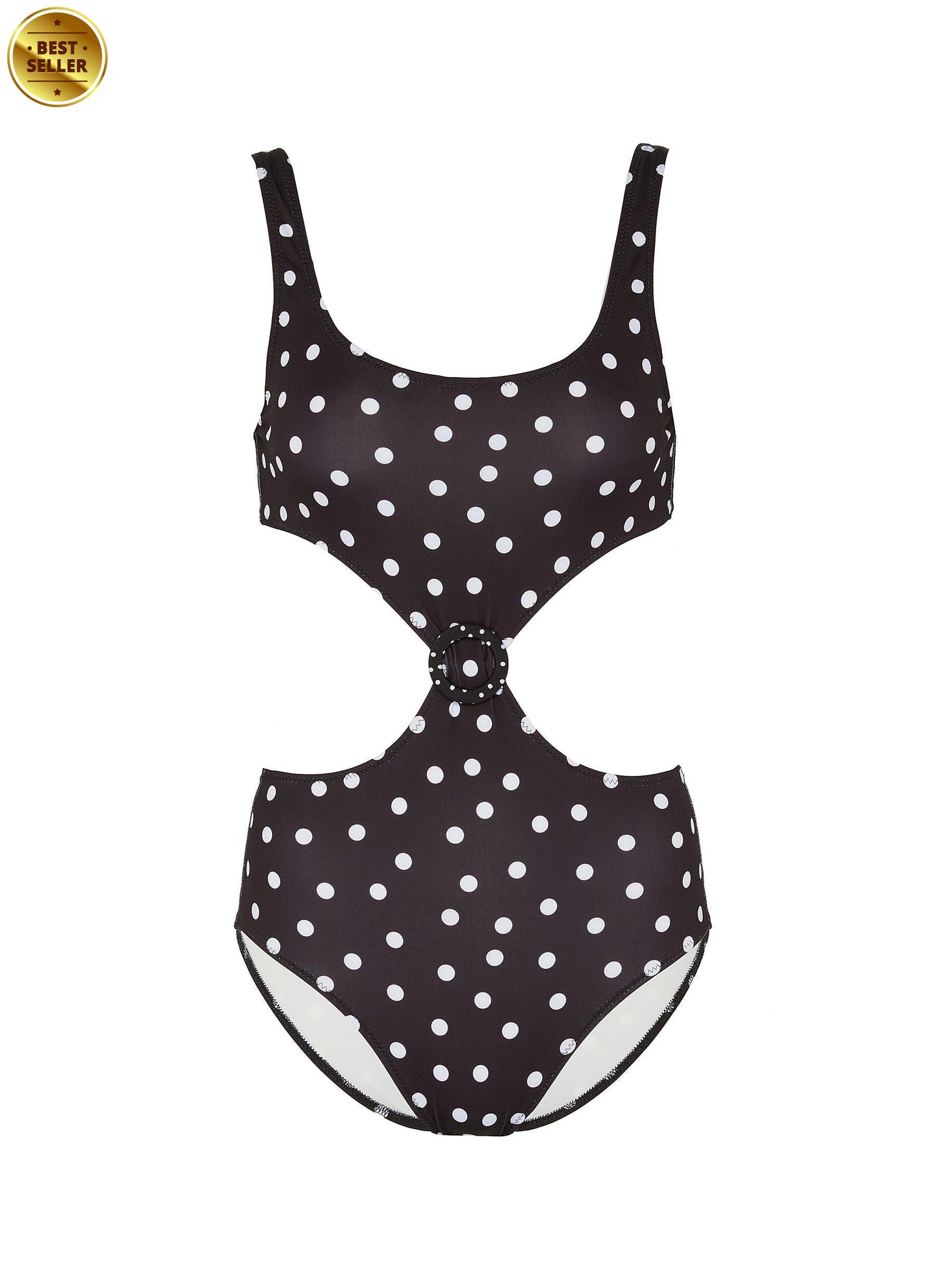 'The Bailey' cutout waist polka dot print one-piece swimsuit