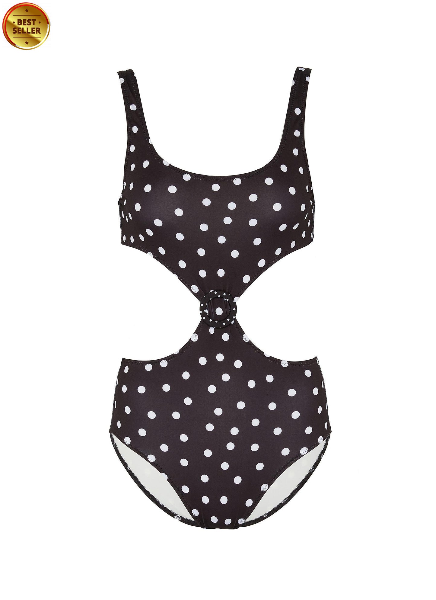 'The Bailey' cutout waist polka dot print one-piece swimsuit