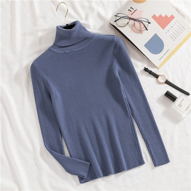 Woman Sweaters 2021 Autumn Winter Tops Turtleneck Sweater Women Slim Pullover Jumper High Neck Knitted Sweater Pull Femme Hiver