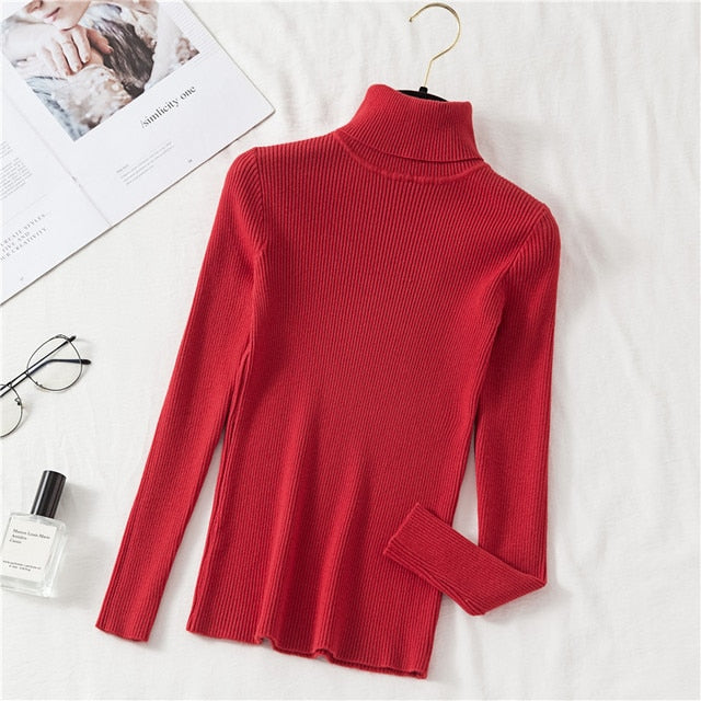 Woman Sweaters 2021 Autumn Winter Tops Turtleneck Sweater Women Slim Pullover Jumper High Neck Knitted Sweater Pull Femme Hiver