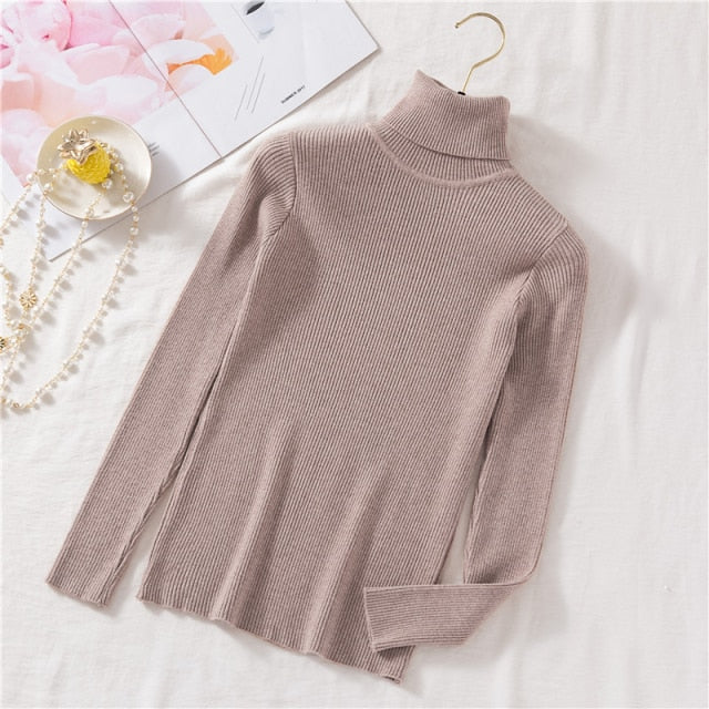 2022 Autumn Winter Vintage Turtleneck Knitted Woman Sweater Korean Y2k Warm Long Sleeve Women&#39;s Sweaters Tops