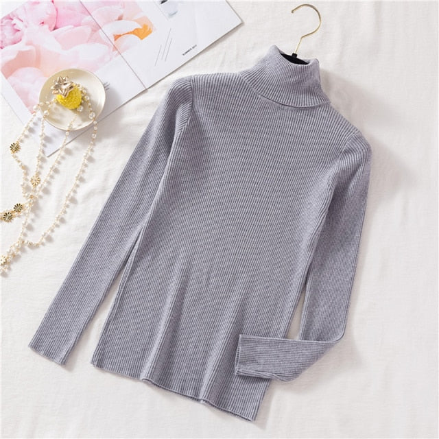 2022 Autumn Winter Vintage Turtleneck Knitted Woman Sweater Korean Y2k Warm Long Sleeve Women&#39;s Sweaters Tops