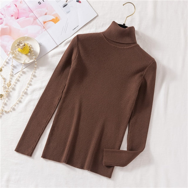 2022 Autumn Winter Vintage Turtleneck Knitted Woman Sweater Korean Y2k Warm Long Sleeve Women&#39;s Sweaters Tops