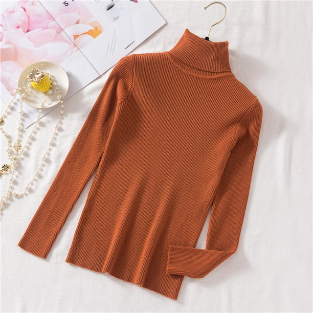 2022 Autumn Winter Vintage Turtleneck Knitted Woman Sweater Korean Y2k Warm Long Sleeve Women&#39;s Sweaters Tops