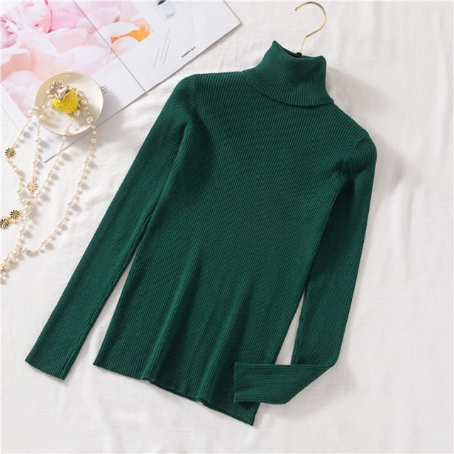 2022 Autumn Winter Vintage Turtleneck Knitted Woman Sweater Korean Y2k Warm Long Sleeve Women&#39;s Sweaters Tops