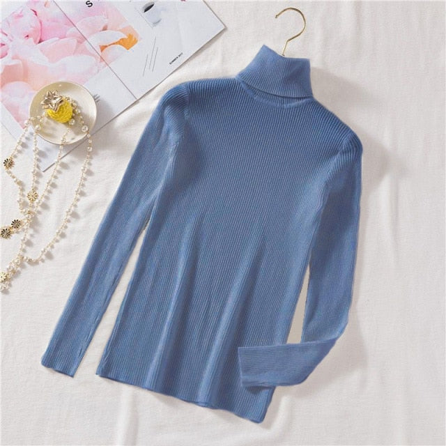 2022 Autumn Winter Vintage Turtleneck Knitted Woman Sweater Korean Y2k Warm Long Sleeve Women&#39;s Sweaters Tops